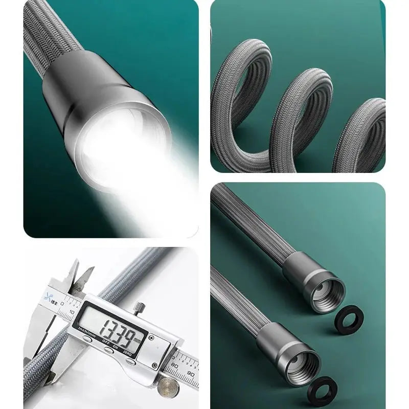 Shower hose by Simples Market, braided stainless steel, flexible chrome finish, 1.5m/2m G1/2 fittings