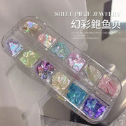 Aurora Abalone Shell Flakes Nail Charms 3D Irregular Slice Sequins Iridescent Natural Shell Shimmers For Nail Art