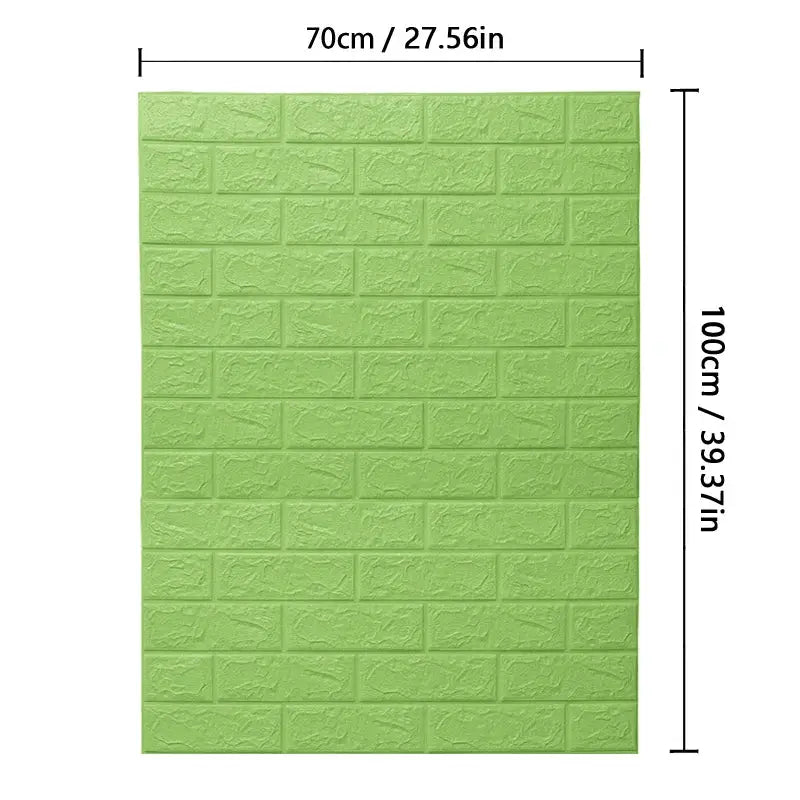 Simples Market 70cm x 100cm green 3D brick-pattern wall panel wallpaper, waterproof