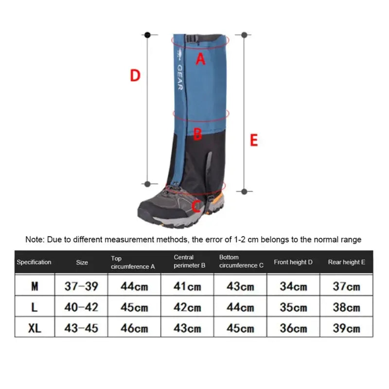 Outdoor Hiking Waterproof Snow Gaiters For Men And Women Skiing Climbing Desert Trekking Snow Boots Covers