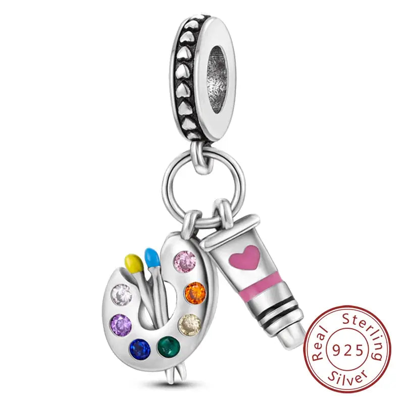925 Sterling Silver Charms Beads Forever Love Heart Dangle For Bracelet Women Jewelry Gift Sister Family Life