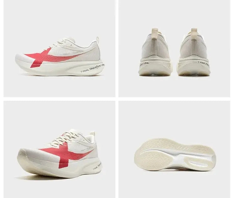 XTEP 2000km PRO men’s running shoes, white with red X logo, four-view collage