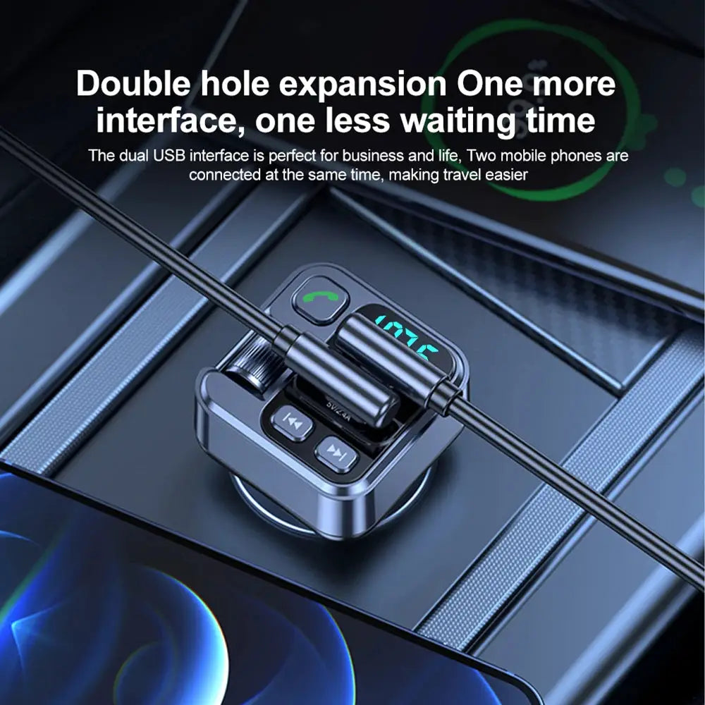 Car Bluetooth Receiver With USB U Disk Read And 20W PD Fast Charging Digital Display FM Transmitter For Cellphones