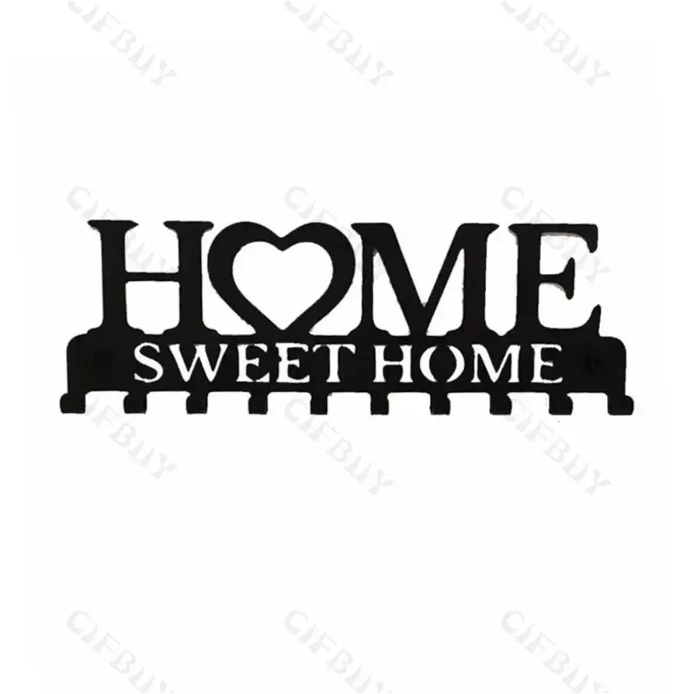 Simples Market 1pc metal wall hook key holder, iron art decor with Home Sweet Home design