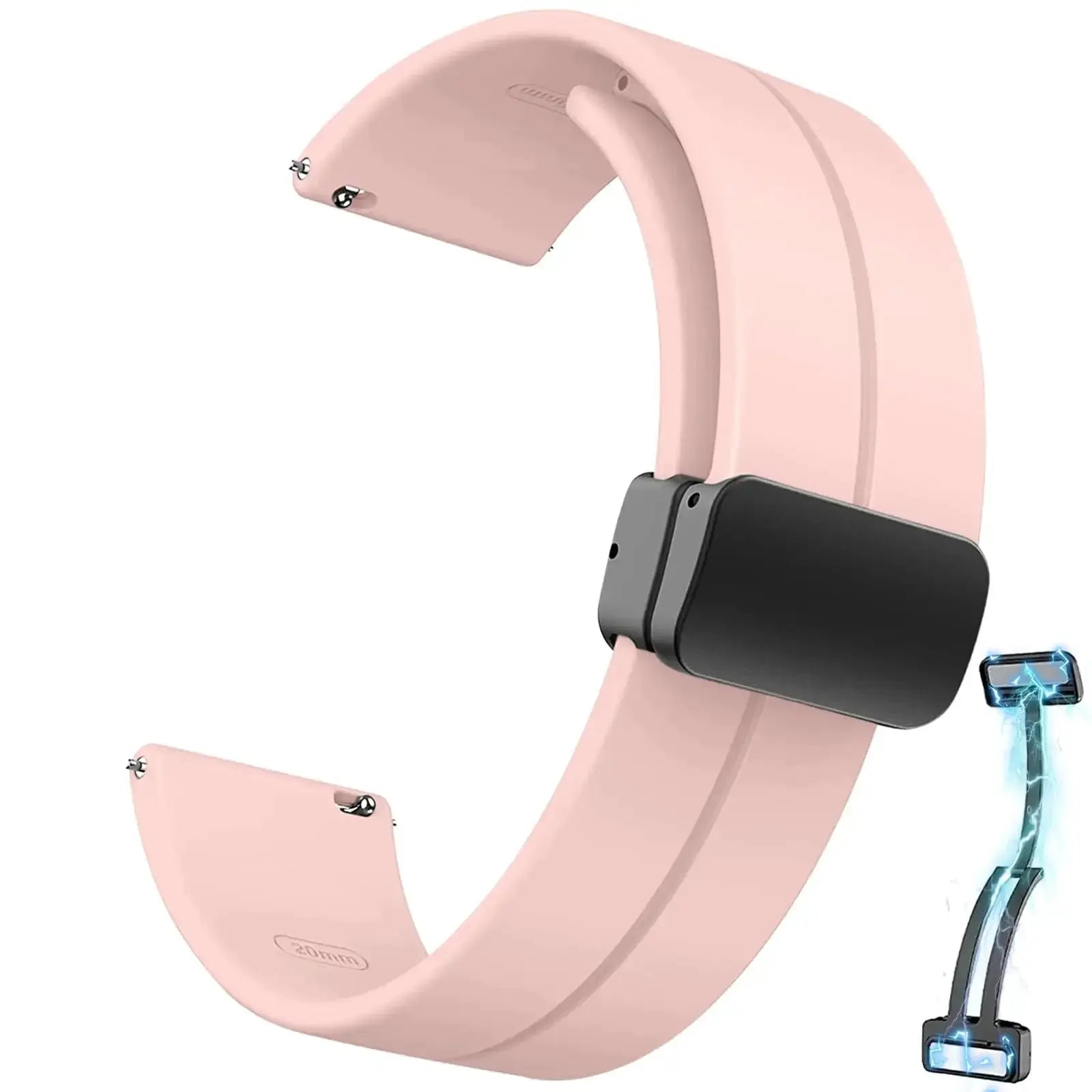 Pink silicone watch strap (20/22mm) with magnetic buckle for Samsung Galaxy Watch and Huawei GT series by Simples Market