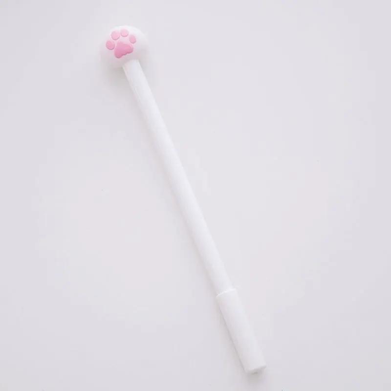 Simples Market cat paw gel pen, white body with pink paw topper, black ink
