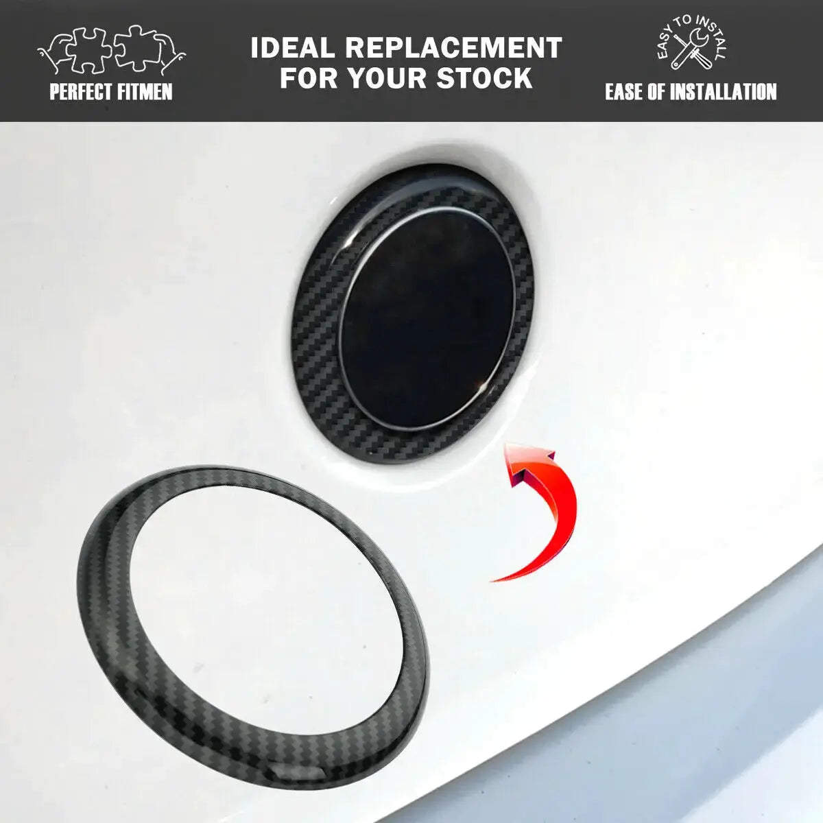 Rear badge ring cover and logo frame trim in black carbon fiber for BMW 1 Series F20/F21