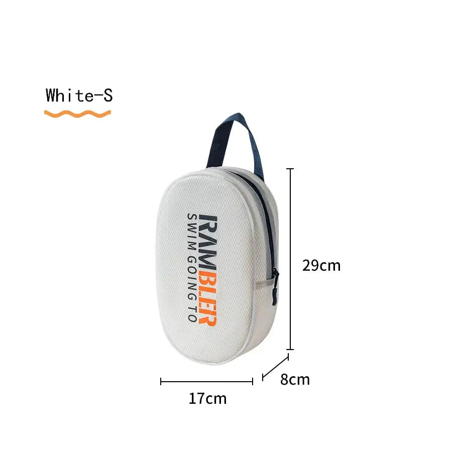 Simples Market XXL water-resistant sports duffel bag, white/grey fabric with blue carry handle, 29x17x8 cm