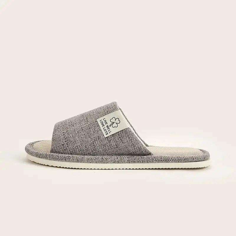 Home Linen Slippers For Men And Women Breathable Open Toe Indoor Slippers Hemp Upper EVA Sole Spring Autumn