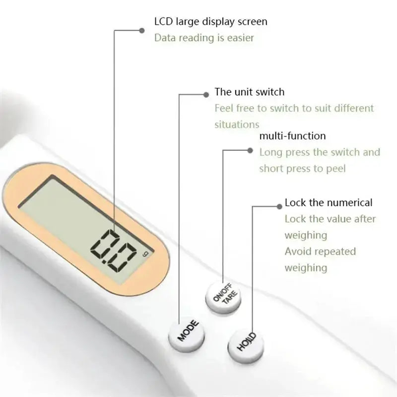 LCD Digital Measurement Adjustable Weighing Spoon Kitchen Scale Electronic Measuring Spoon For Coffee Powder And Baking