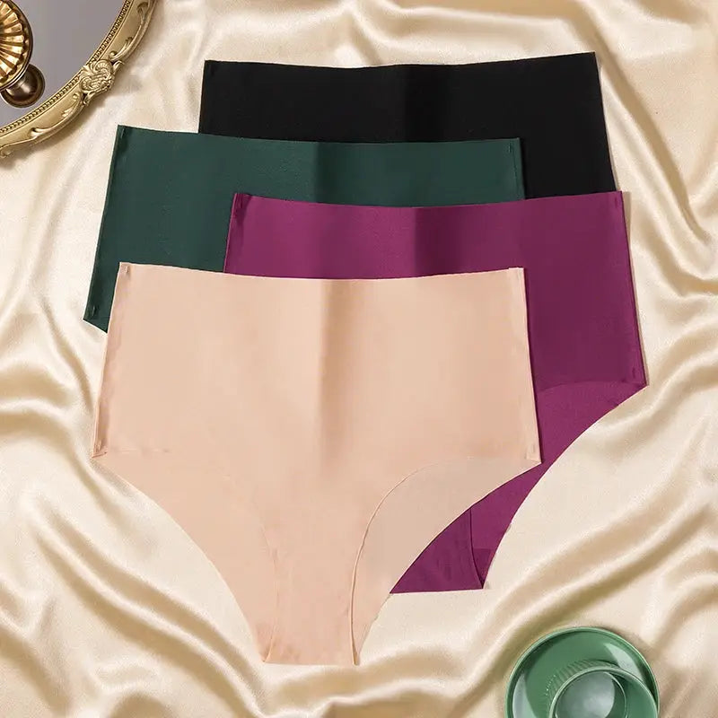 5-pack high-waist seamless panties in nude, pink, purple, green, and black