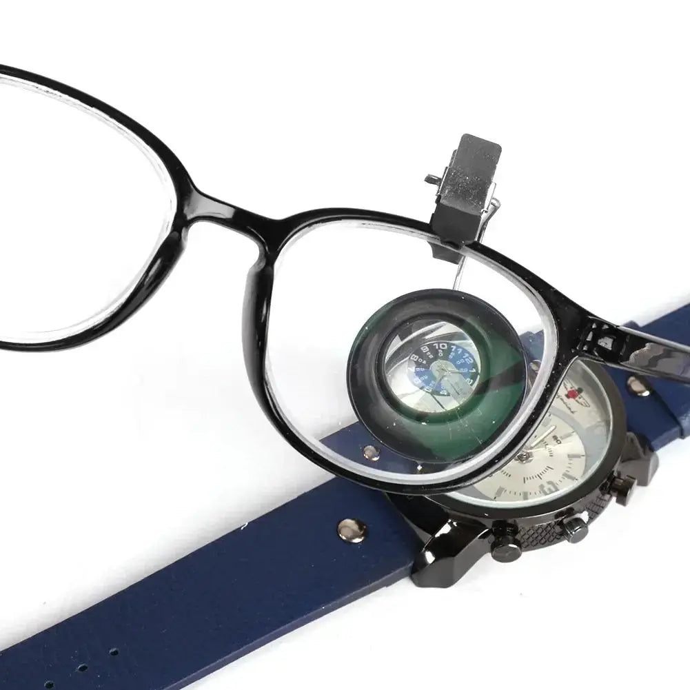 Clip-on magnifying glass kit for watchmakers; 5x 10x 20x magnification, black frame, jewelry repair tool