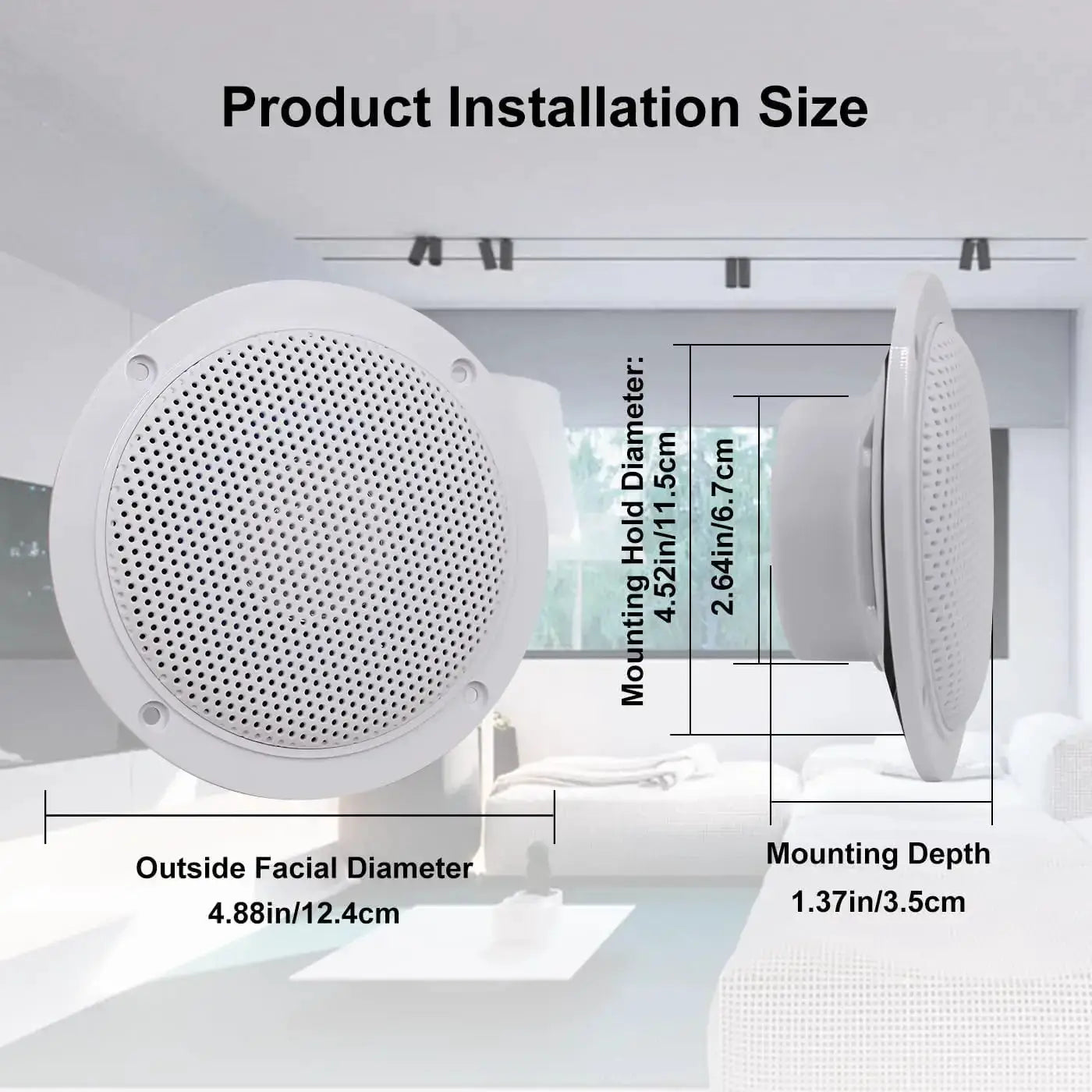Ceiling speaker Herdio 4-inch waterproof Bluetooth-enabled indoor speaker by Simples Market