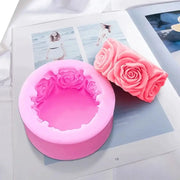 3D Round Rose Flower Soap Mold Cylindrical Silicone Mold For Candles And Cake Decorating Craft Decoration
