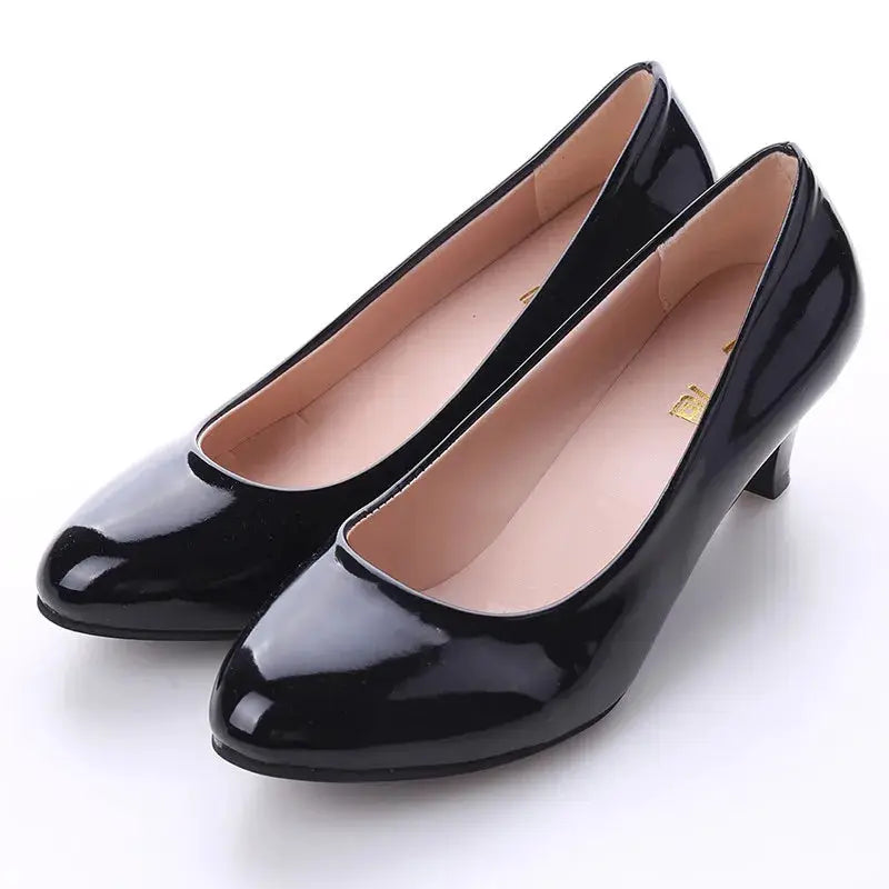 GraceStep Nude Pumps For Women Medium Heel Slip On Dress Shoes Sleek PU Comfort For Office And Parties