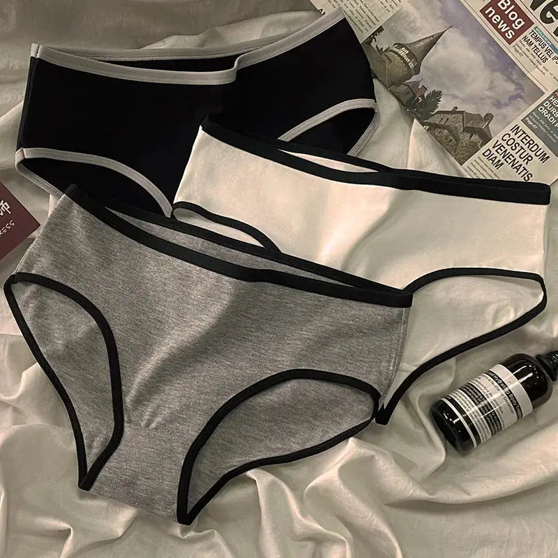 CottonCare Womens Panties Three Piece Set Breathable Mid Rise Briefs Plus Size Sports Style Underwear