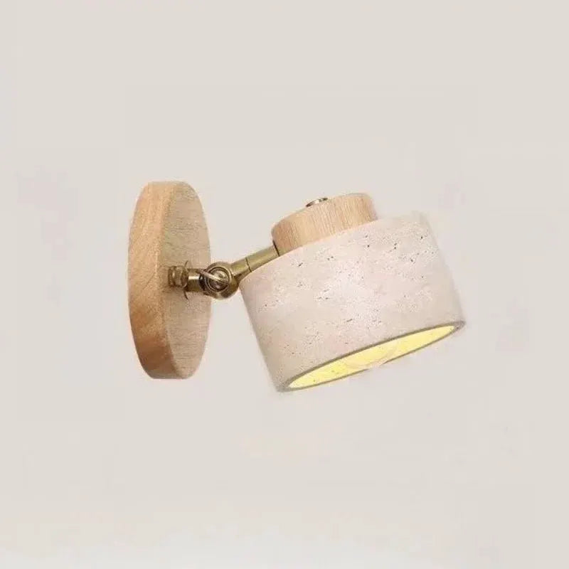 Bedside wall lamp by Simples Market; yellow cave-stone Japanese-style wabi-sabi retro rotatable lamp with switch