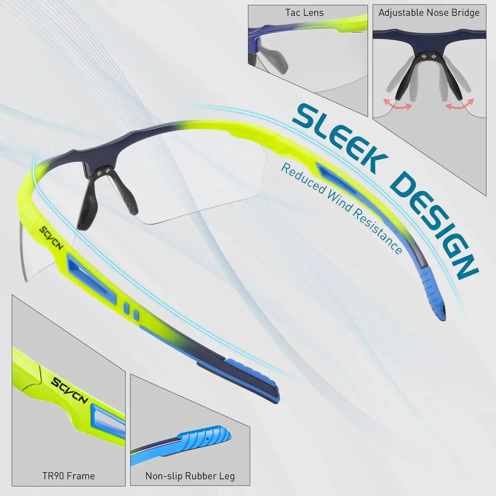 Scvcn Photochromic Cycling Glasses With Adaptive Lenses For Road And Mountain Biking UV Protection