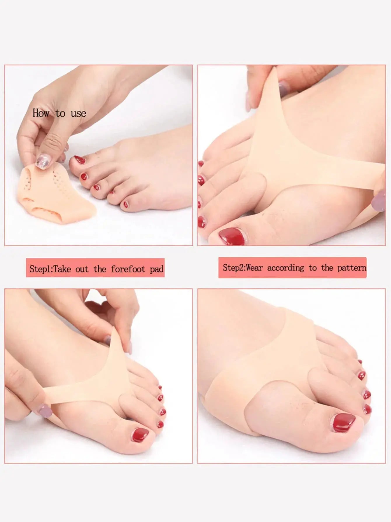 Forefoot Gel Foot Pads Reusable Soft Cushioning Inserts For Shoes For Men And Women Wear Resistant 10 Sets