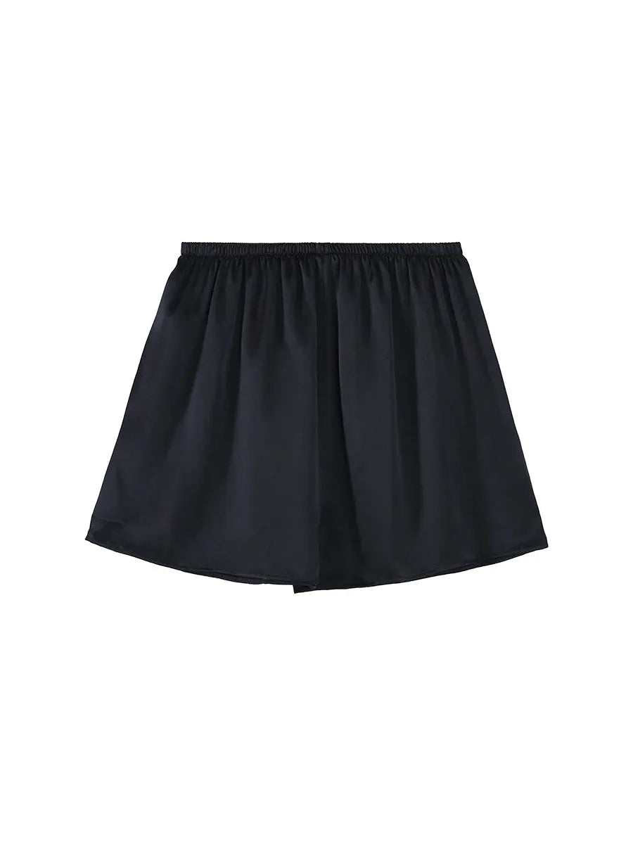 SuyaDream women's 100% real silk shorts with elastic waistband in black