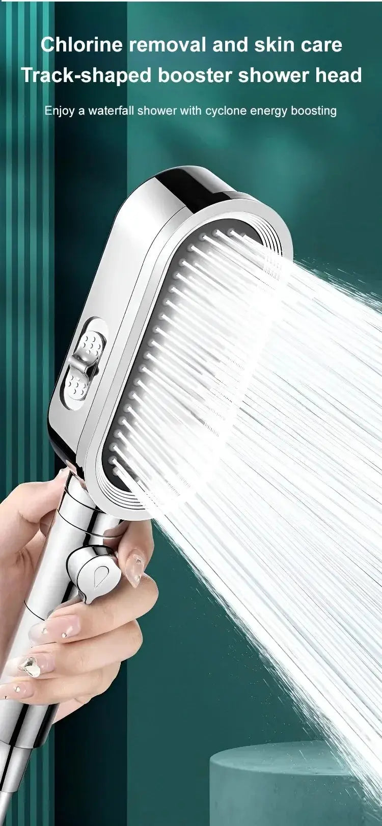 Simples Market chrome high-pressure shower head with 3 spray modes and massage setting, hose included