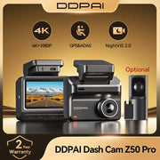 DDPAI Dash Cam Z50 Pro dual-channel 4K UHD car camera with GPS/ADAS and optional rear camera