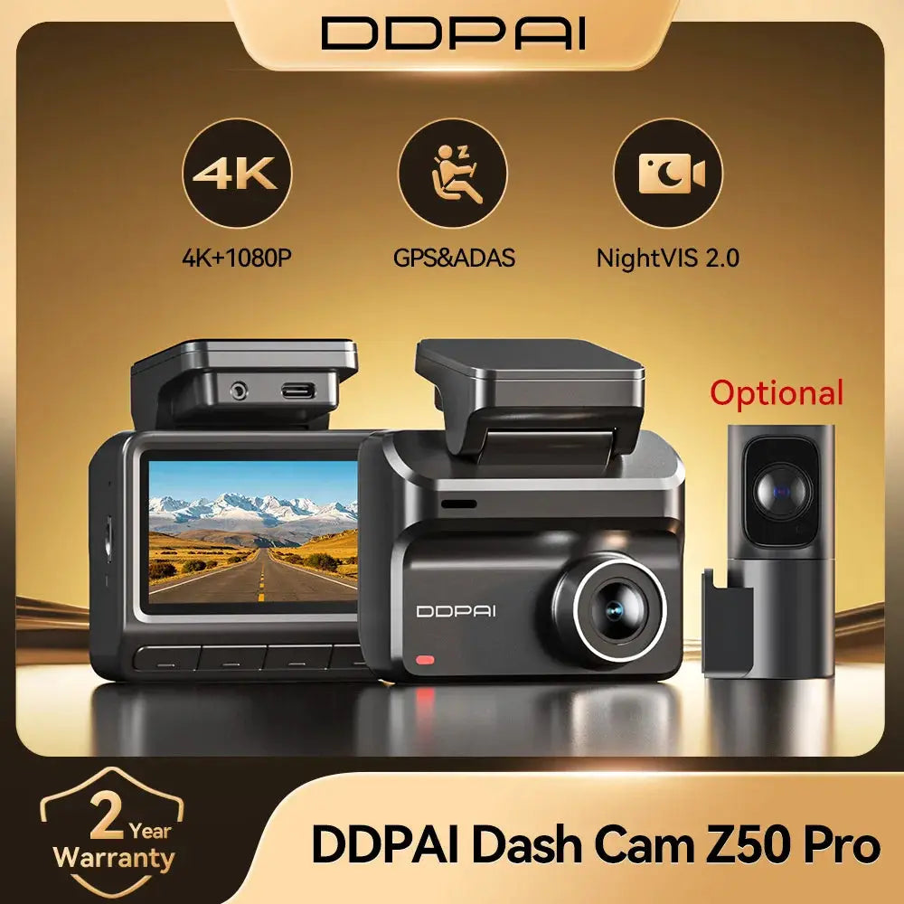 DDPAI Dash Cam Z50 Pro dual-channel 4K UHD car camera with GPS/ADAS and optional rear camera