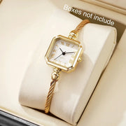 Watch: women's gold-tone square Roma dial quartz with braided bracelet strap by Simples Market
