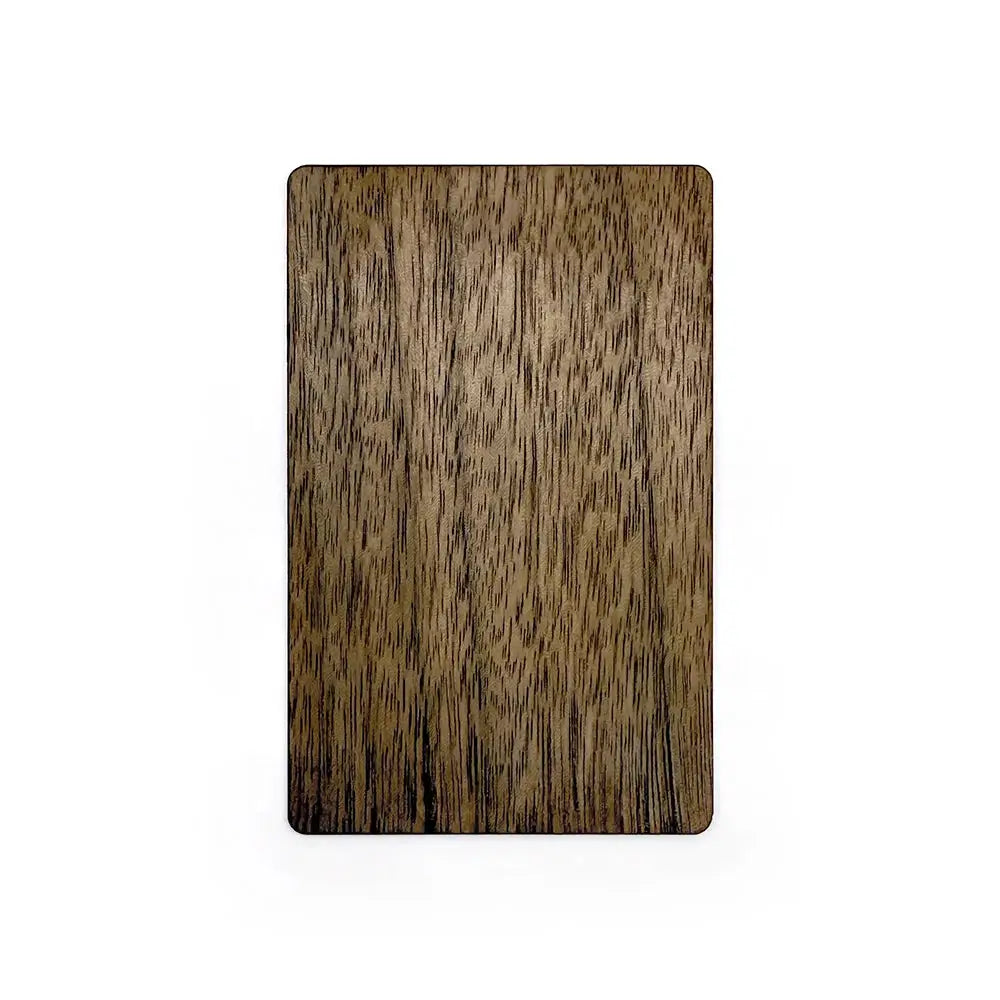 Wooden RFID M1 card by Simples Market, brown wood grain finish, classic 1K EV1 S50 card