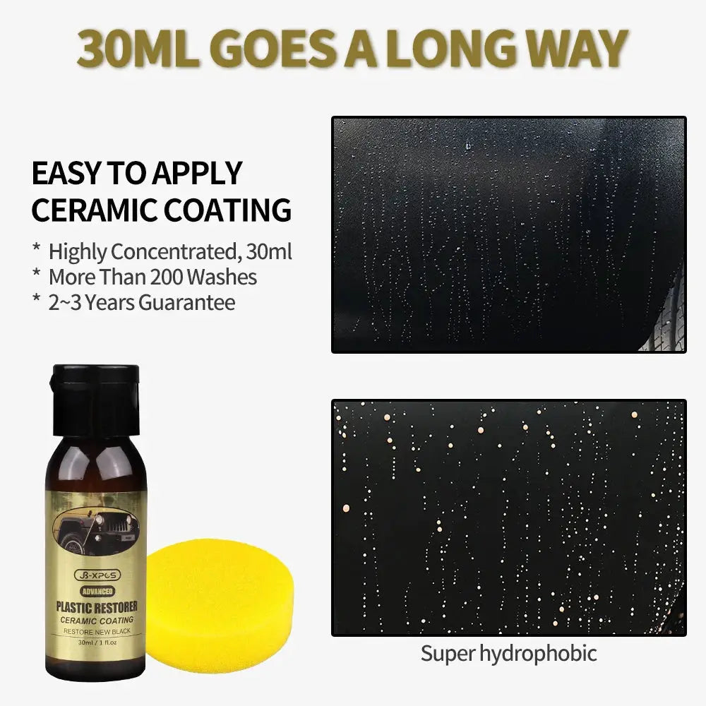 Car plastic restorer ceramic coating by Simples Market, 30ml bottle, for black trim and rubber, 2–3 year protection