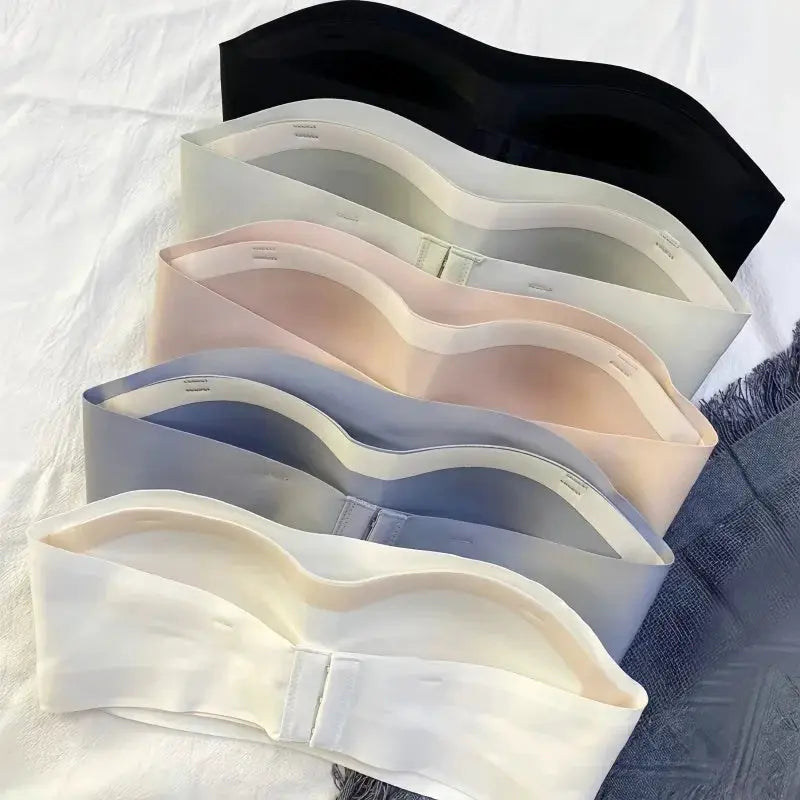 Simples Market women push-up bandeau bras, strapless non-wire seamless set in 7 colors