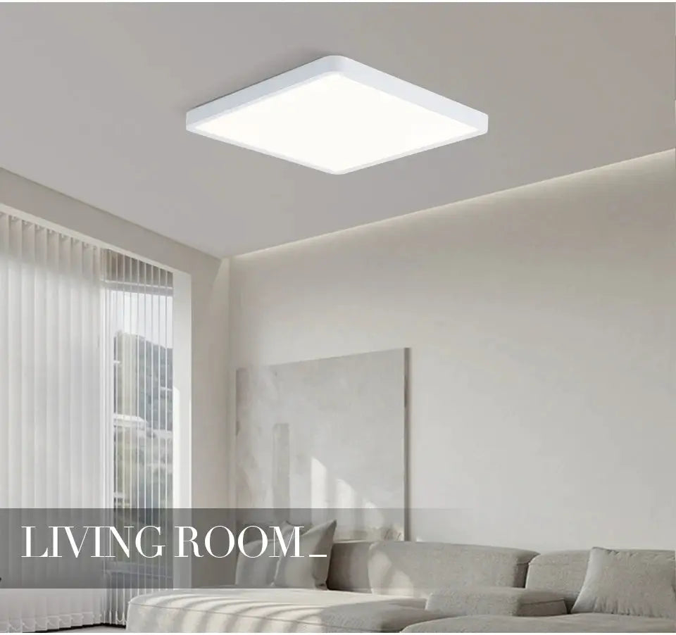 MARPOU square ultra-thin LED ceiling light, white flush-mount for living room