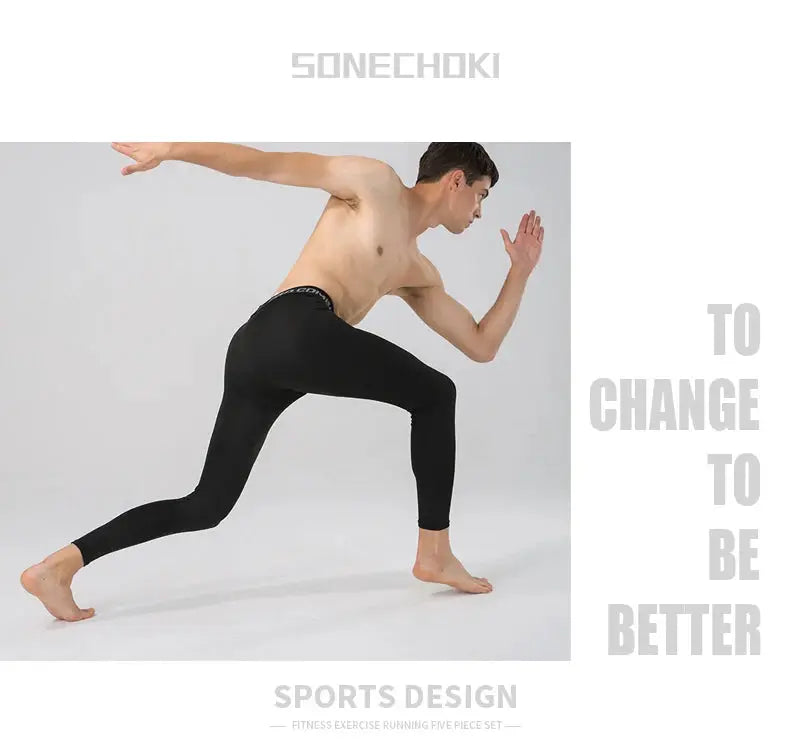 SONECHOKI men's black polyester compression leggings for training and running