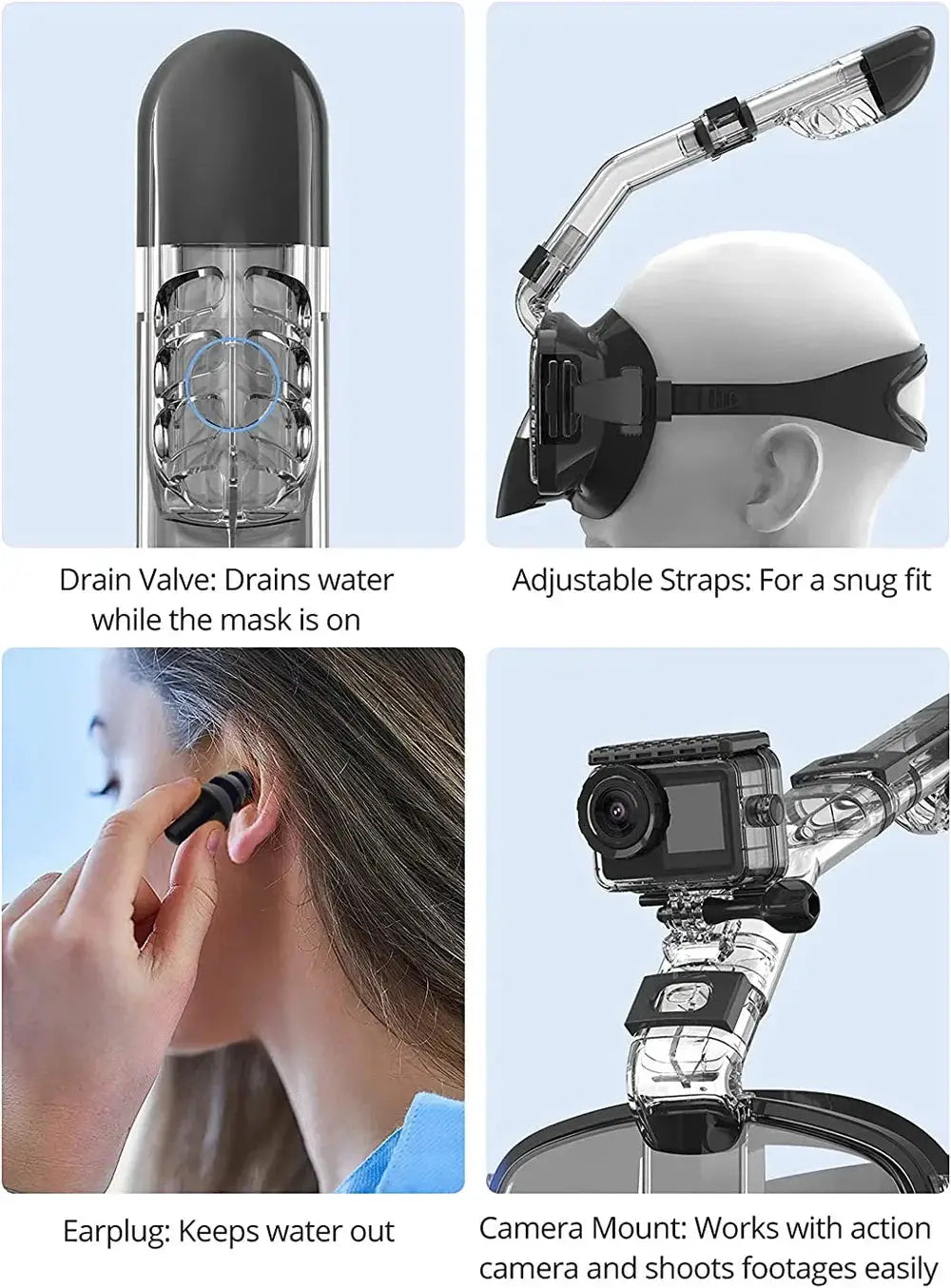 XIAOTREE Snorkeling Mask Half Face For Adults And Children Dry System Anti Fog Leakproof With Ultra Clear Vision