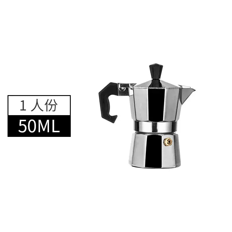 ItaliaBrew Moka Pot Portable Octagonal Stainless Steel Espresso Maker For Rich Italian Coffee