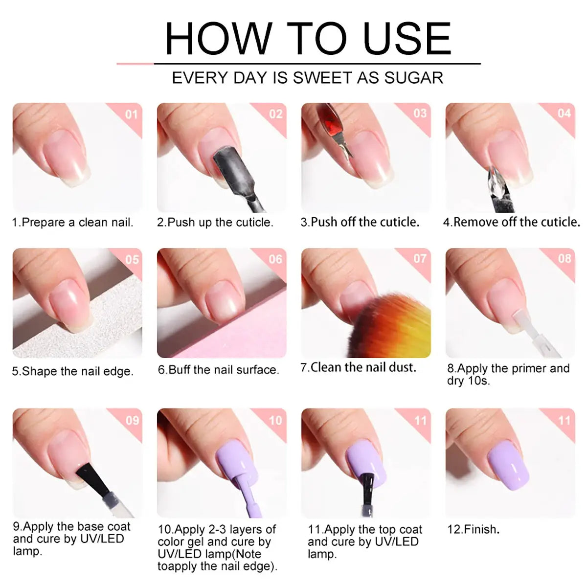 Limegirl gel nail polish set by Simples Market, 60 colors UV/LED soak-off gel lacquers with base and top coat