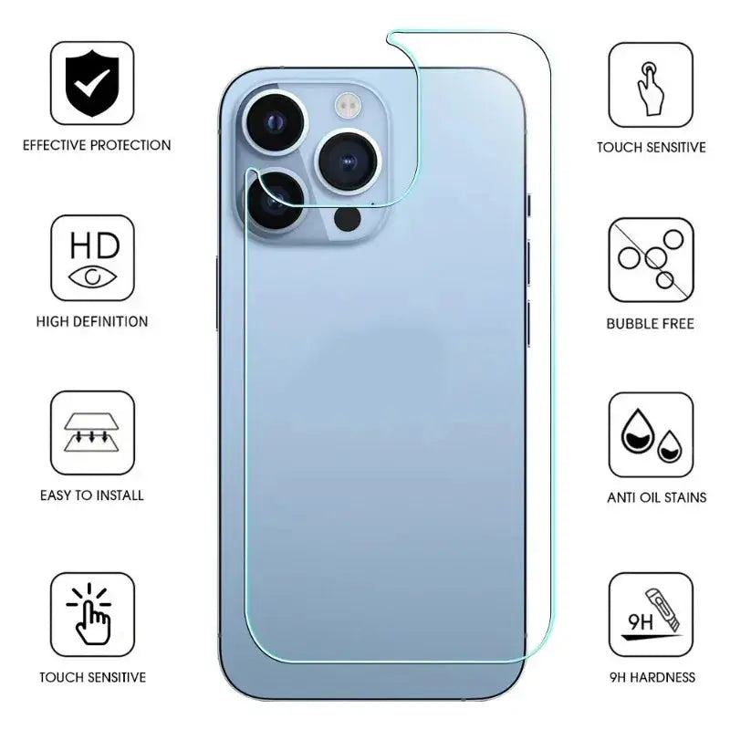NovaGuard iPhone Back Screen Tempered Glass 12 to 16 Mini Plus Pro Max Ultra Clear Mirror
