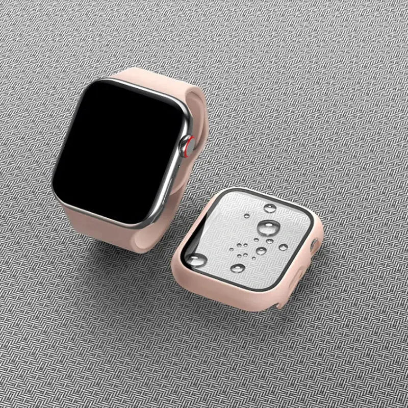 Tempered Glass+Case For Apple Watch 38mm 40mm 41mm 42mm 44mm 45mm 46mm Screen Protector Protective Cover iWatch 10 8 7 9 6 SE 5