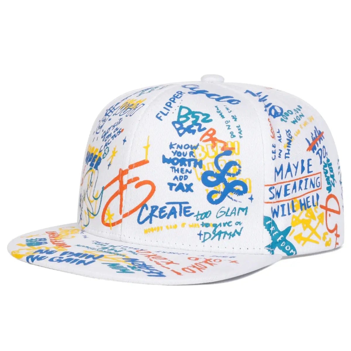 Unisex Black And White Letter Graffiti Hip Hop Baseball Cap Outdoor Adjustable Sunscreen Hat Spring And Autumn