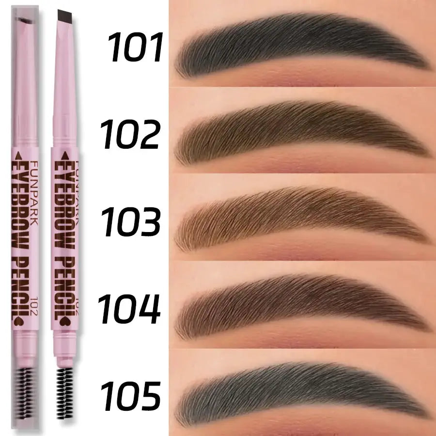 Glamourix 2 In 1 Eyebrow Pencil And Brush Waterproof Long Lasting Five Colors For Natural Definition