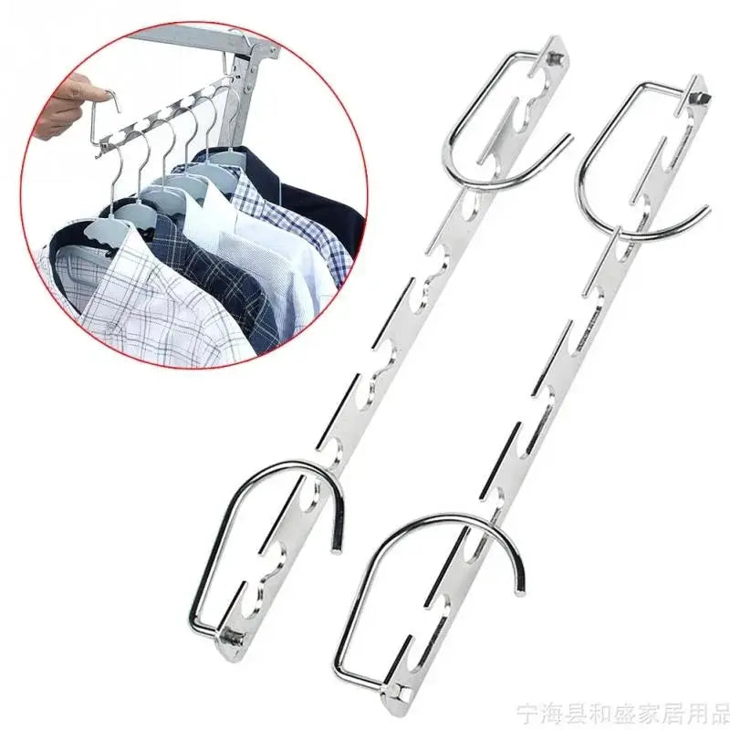 1 to 3 Pieces 37cm Multifunctional Space Saving Metal Hangers With Magic Hook Six Hole Wardrobe Organizer