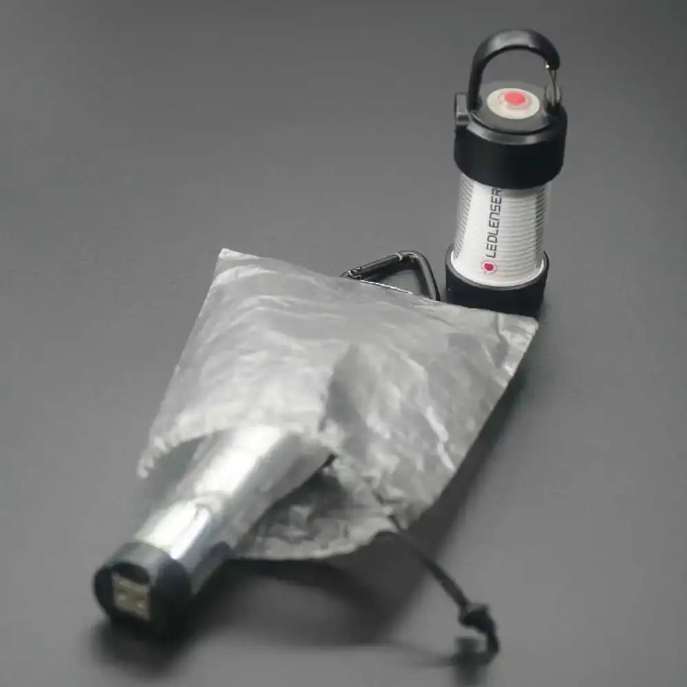 Stashlite Dyneema DCF lantern diffuser stuff sack, ultralight 1.0 oz, silver cuben fiber bag by Simples Market