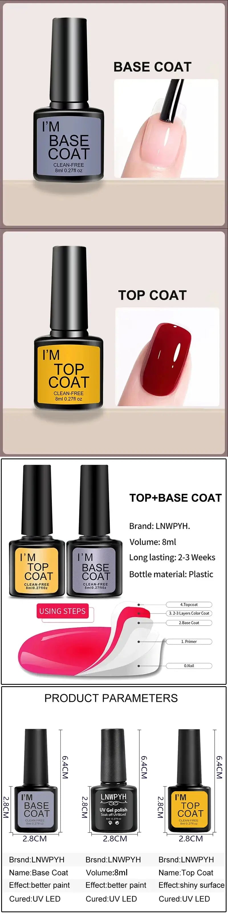 Simples Market gel nail polish kit: base coat and top coat duo bottles (blue base coat, yellow top coat)