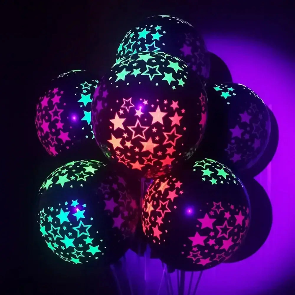 Happy Birthday Neon Glow Balloons Glow Under Blacklight Fluorescent Balloons For Neon 80s 90s Theme Party Decor