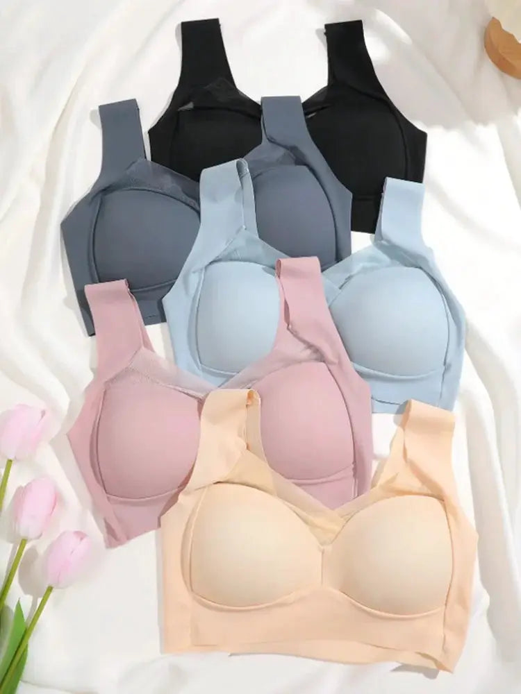 Simples Market 3-pack seamless lace bralette set for women; backless, wireless, plus-size, assorted colors