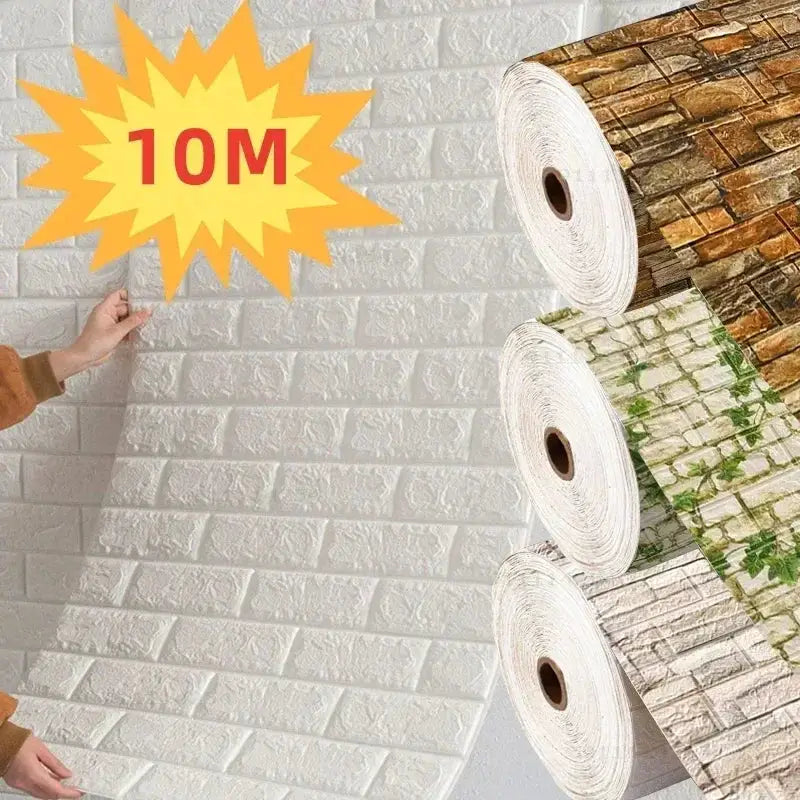 3D Foam Brick Wallpaper Self Adhesive Waterproof Wall Sticker For Living Room And Bedroom 70cm Wide 1m, 5m Or 10m