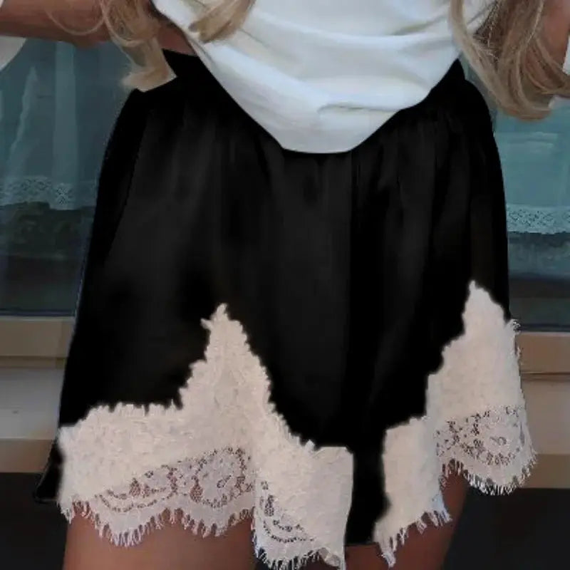 SatinLuxe Y2K Lace Trim Shorts Low Rise Micro Mini Pajama Boxers For Lounge Streetwear Women