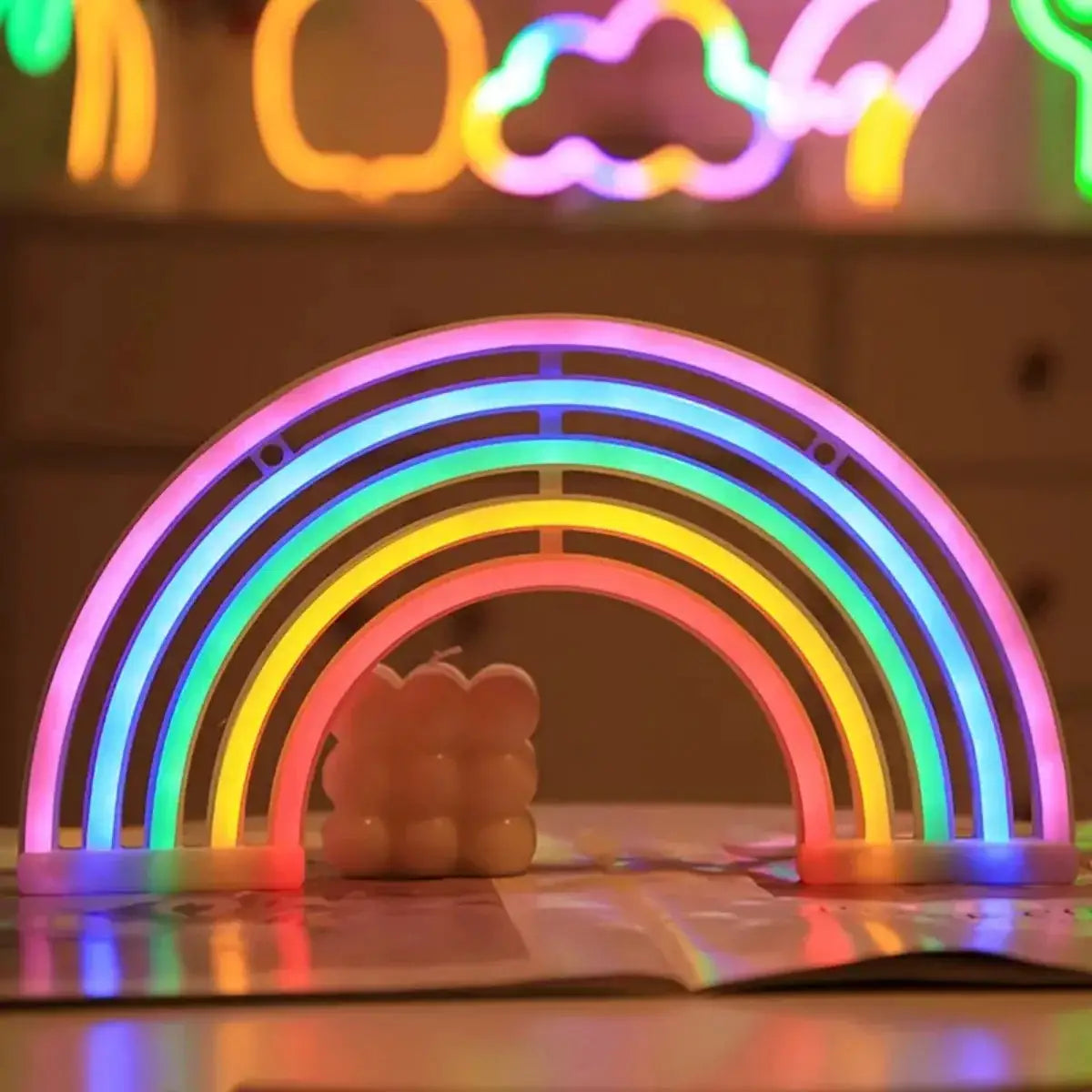 Simples Market rainbow neon light, 30cm desk night lamp with colorful multicolor arcs