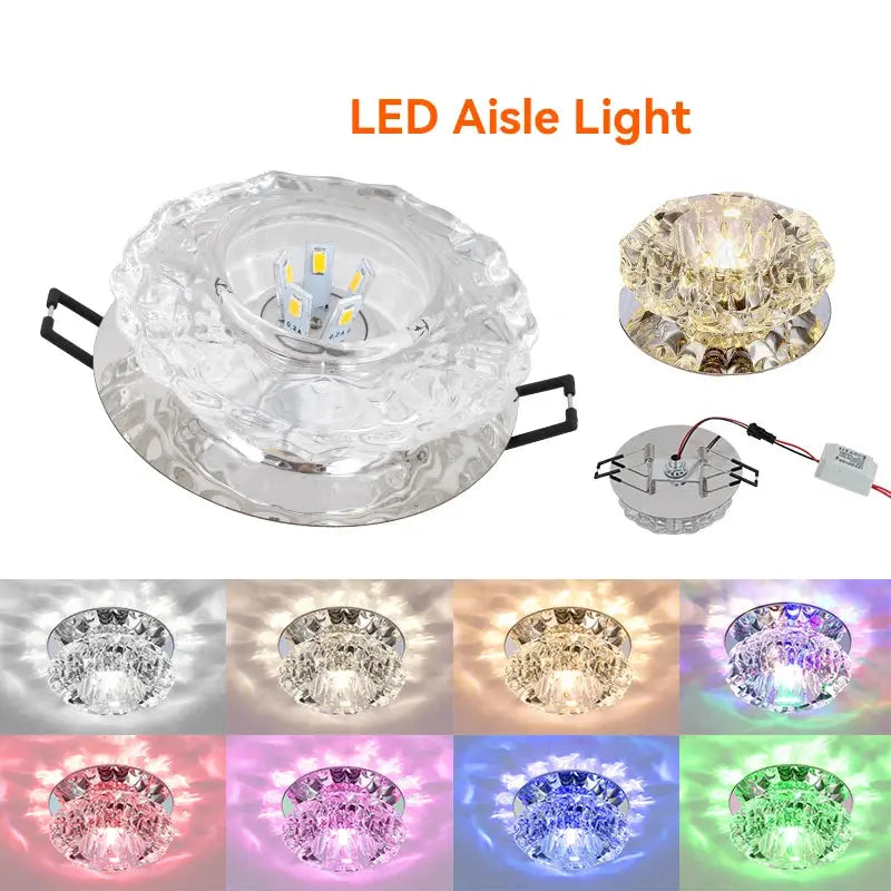 Simples Market LED Aisle Light flush ceiling lamp, crystal glass fixture with RGB LEDs