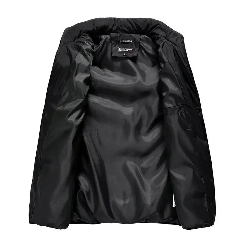 Puffer sleeveless men's down vest jacket, black solid color windbreaker outerwear